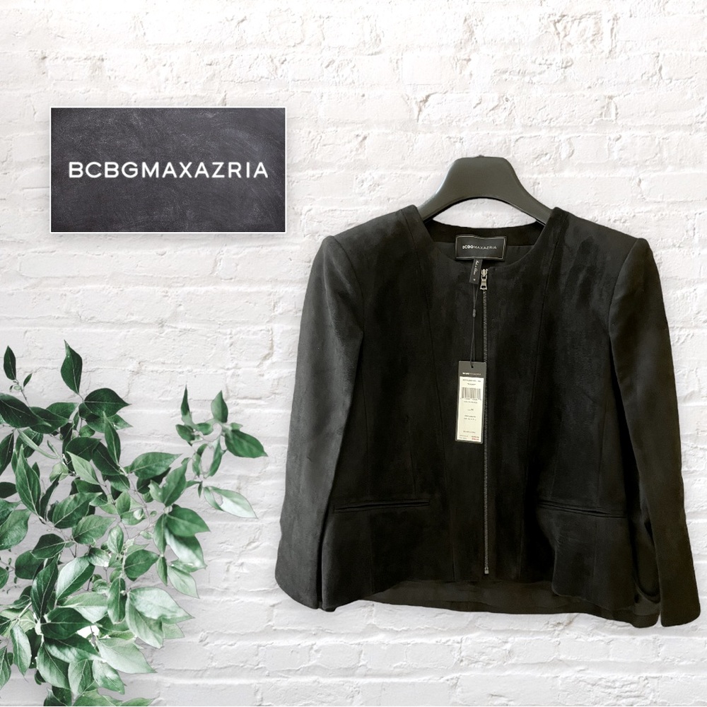 BCBGMAXAZRIA Womens Microsuede Cape Garry in Black Size Medium